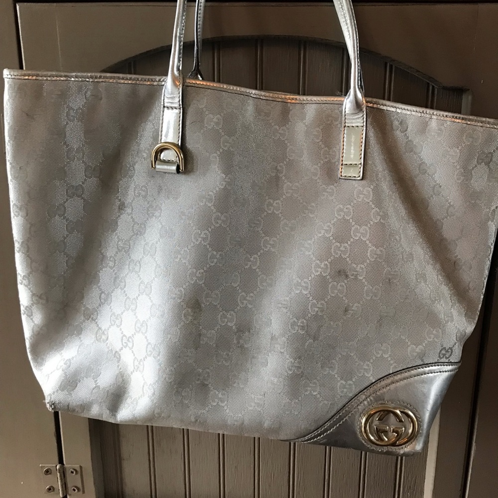Silver Gucci tote